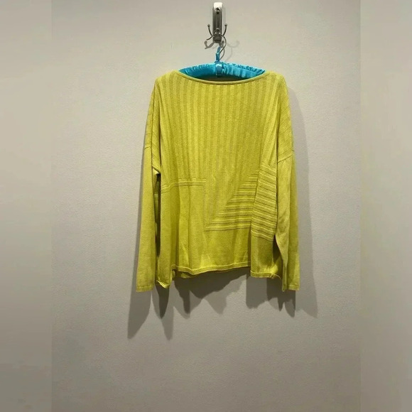 LAFAYETTE 148 Stripped Chartreuse Sweater / Size Large/ - Picture 4 of 6